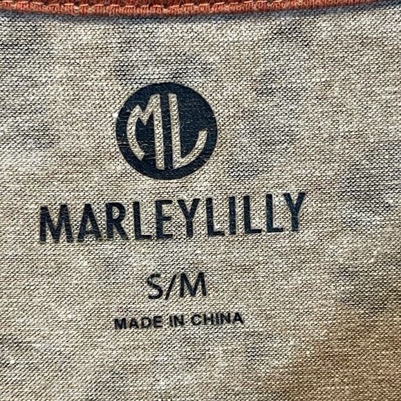 MARLEYLILLY Top Women's S/M Orange Black Leopard Print Crew Neck Long Sleeve - Picture 4 of 13